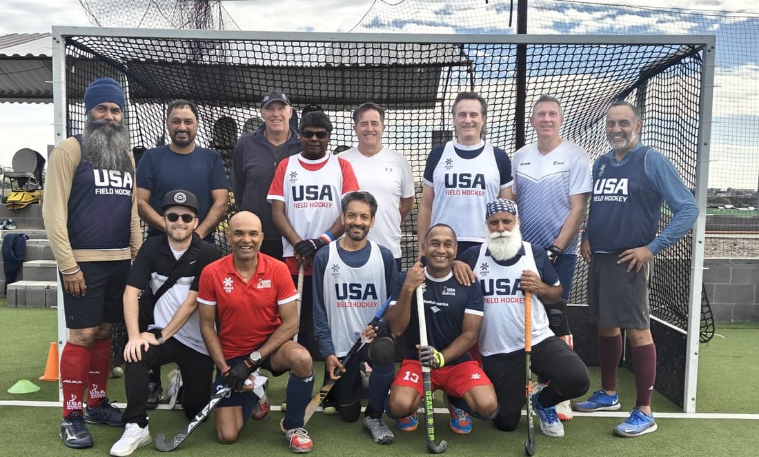 USA men's masters team in front of the goal