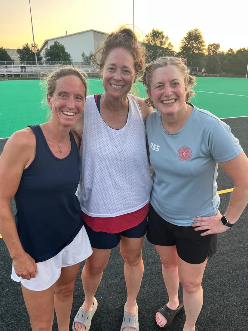 Three USA teammates at sunset after training